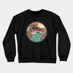 Japanese garden and koi fish Crewneck Sweatshirt